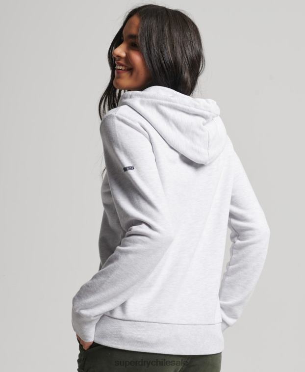 mujer Superdry gris claro sudadera con capucha sin cepillar heritage con logo vintage 2R68Z3409