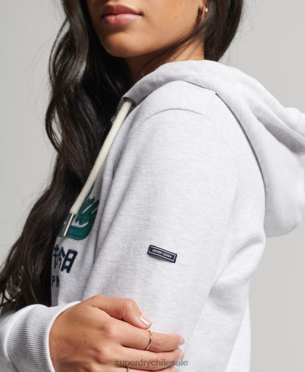 mujer Superdry gris claro sudadera con capucha sin cepillar heritage con logo vintage 2R68Z3409