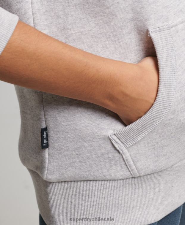 mujer Superdry gris claro sudadera con capucha vintage cooper en relieve 2R68Z3299