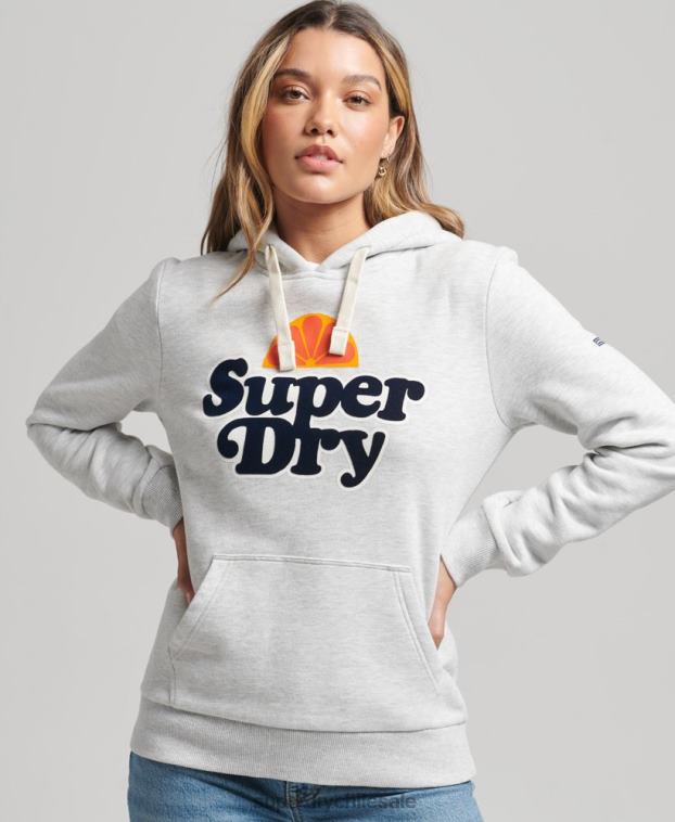 mujer Superdry gris claro sudadera con capucha vintage cooper nostalgia 2R68Z5770