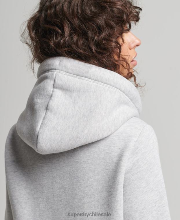 mujer Superdry gris claro sudadera con capucha y cremallera de algodón orgánico con logo vintage bordado 2R68Z3316