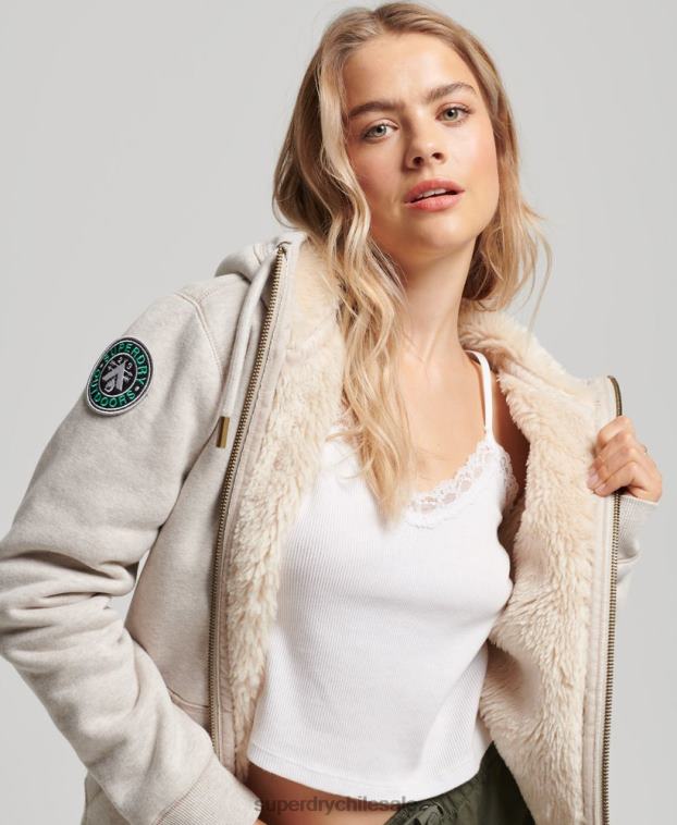 mujer Superdry gris claro sudadera con capucha y cremallera de borgoña de oso negro de algodón orgánico 2R68Z6093