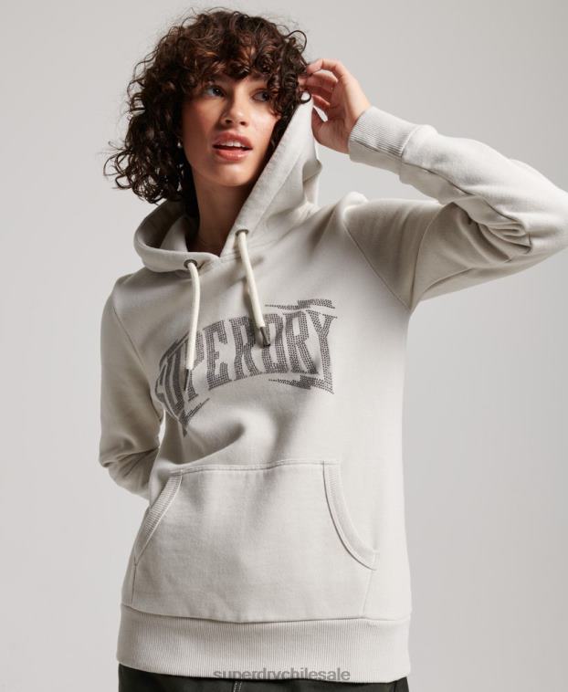 mujer Superdry gris claro sudadera con capucha y detalles 2R68Z3280