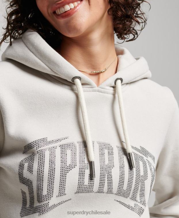 mujer Superdry gris claro sudadera con capucha y detalles 2R68Z3280