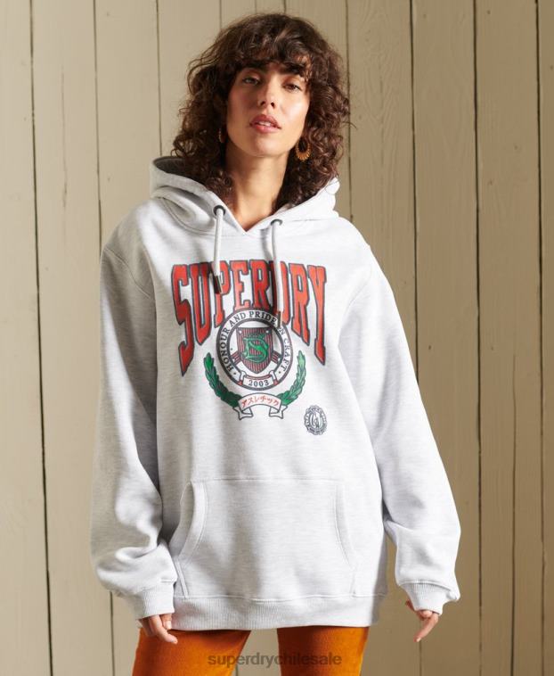 mujer Superdry gris claro sudadera con capucha y gráfico boho ana 2R68Z5956