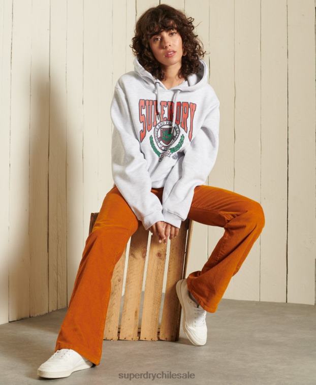 mujer Superdry gris claro sudadera con capucha y gráfico boho ana 2R68Z5956