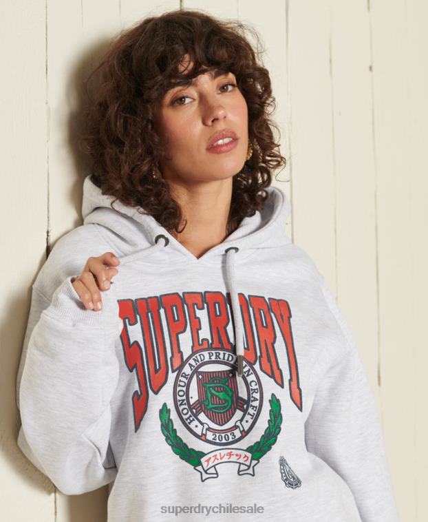 mujer Superdry gris claro sudadera con capucha y gráfico boho ana 2R68Z5956