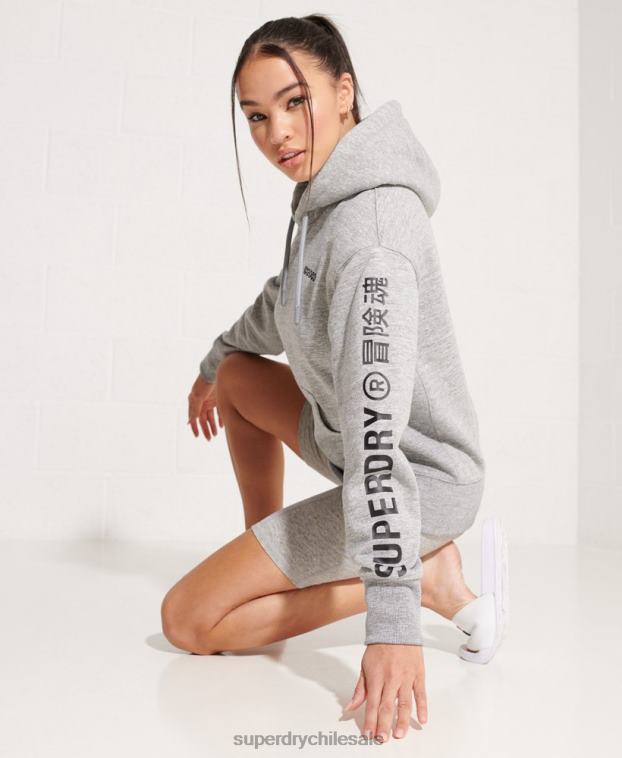 mujer Superdry gris claro sudadera con capucha y logo corporativo 2R68Z6179