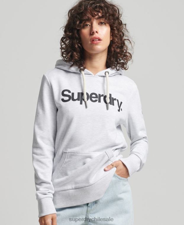 mujer Superdry gris claro sudadera con capucha y logo sin cepillar 2R68Z3481