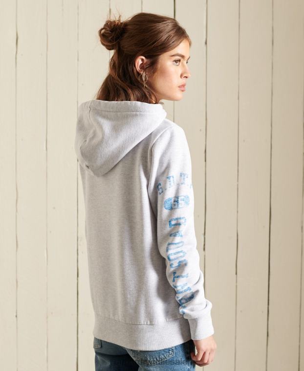 mujer Superdry gris claro sudadera con cremallera de pista y campo 2R68Z6085
