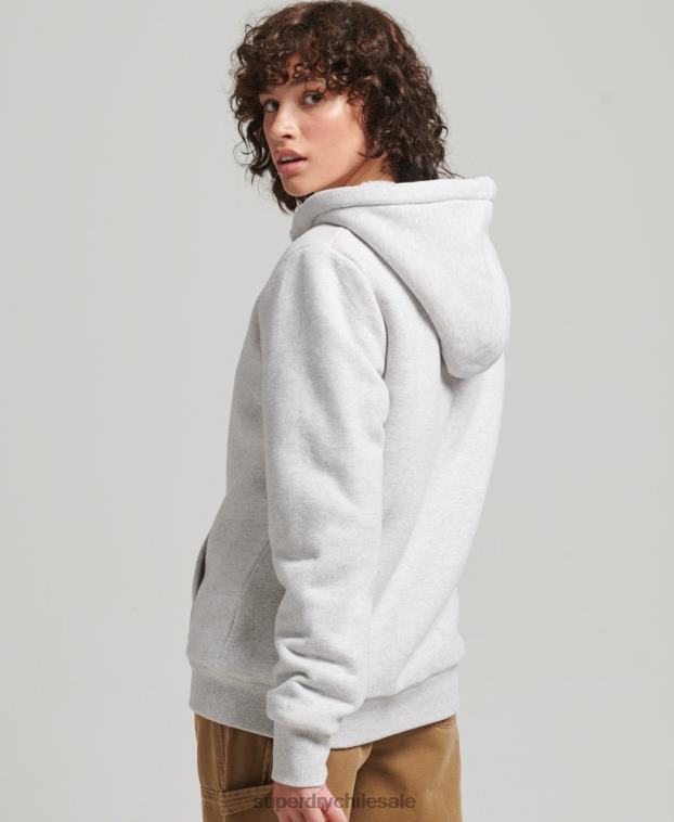 mujer Superdry gris claro sudadera con cremallera y forro de borreguito esencial 2R68Z5752