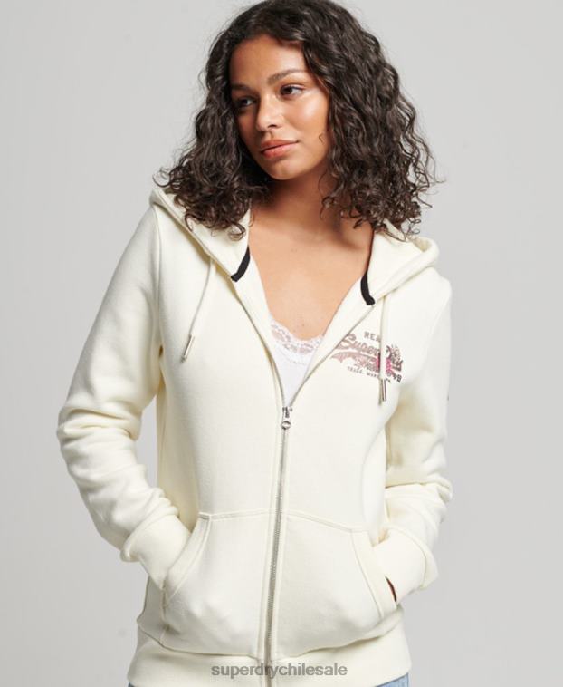 mujer Superdry gris claro sudadera con cremallera y logo vintage 2R68Z2282