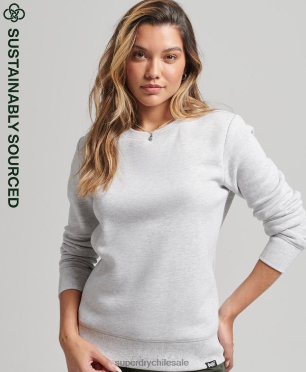 mujer Superdry gris claro sudadera con cuello redondo y logo esencial de algodón orgánico 2R68Z3402