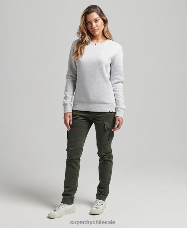 mujer Superdry gris claro sudadera con cuello redondo y logo esencial de algodón orgánico 2R68Z3402
