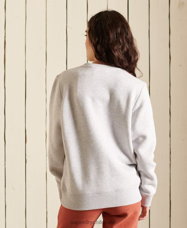 mujer Superdry gris claro sudadera con cuello redondo y logo vintage 2R68Z5990