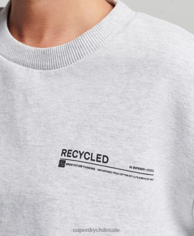 mujer Superdry gris claro sudadera con cuello redondo y micro top reciclado 2R68Z5901