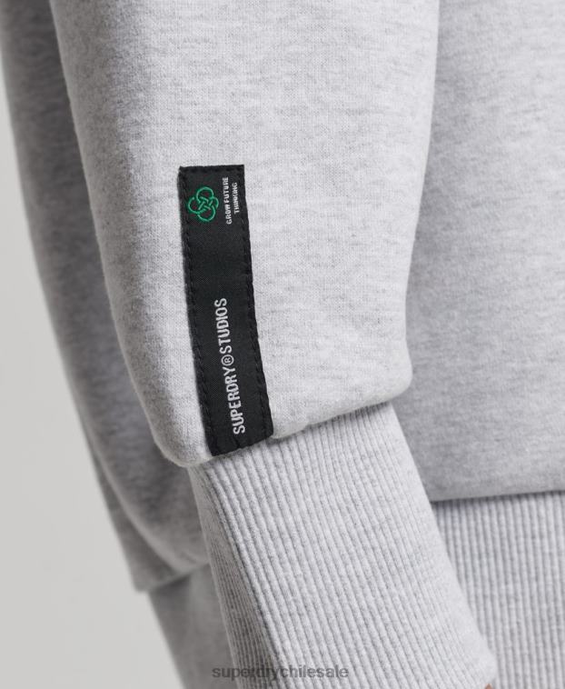 mujer Superdry gris claro sudadera con cuello redondo y micro top reciclado 2R68Z5901