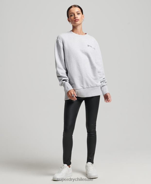mujer Superdry gris claro sudadera con cuello redondo y micro top reciclado 2R68Z5901