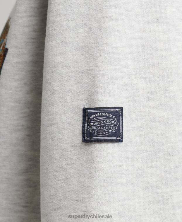 mujer Superdry gris claro sudadera con detalle de pedrería y logo vintage 2R68Z5982