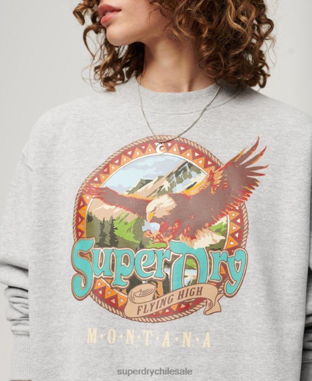 mujer Superdry gris claro sudadera con estampado de recuerdo de viaje 2R68Z3277