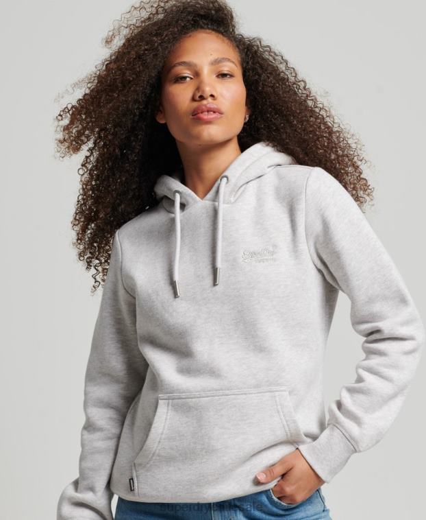 mujer Superdry gris claro sudadera con logo bordado 2R68Z3320
