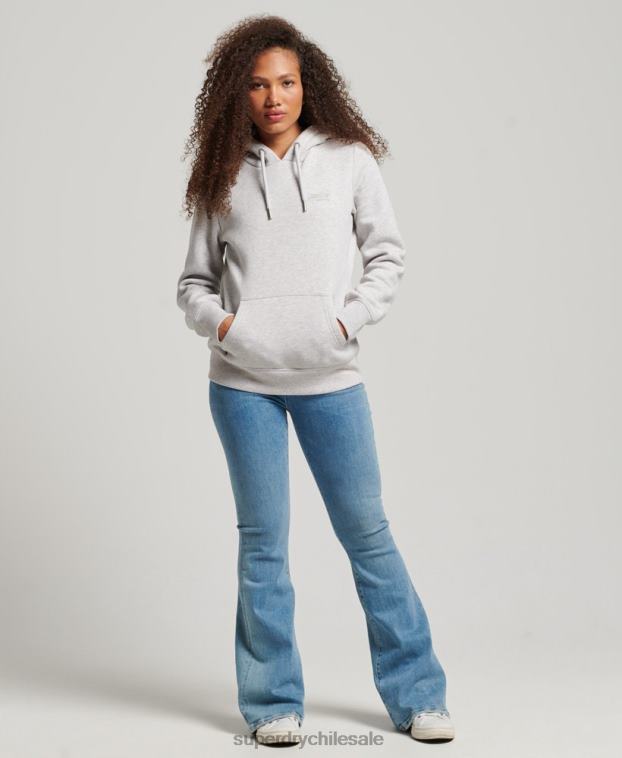 mujer Superdry gris claro sudadera con logo bordado 2R68Z3320