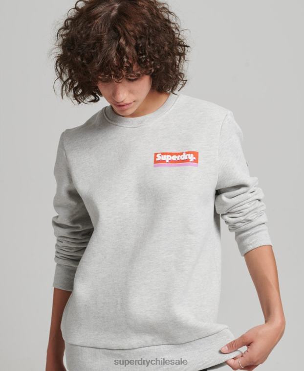 mujer Superdry gris claro sudadera con logo en caja 2R68Z6028
