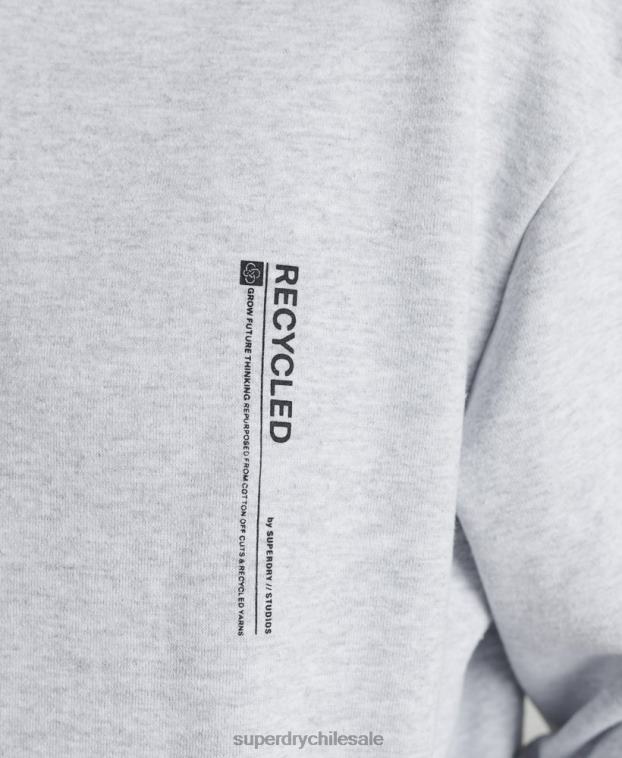 mujer Superdry gris claro sudadera con micro lateral reciclado 2R68Z6064