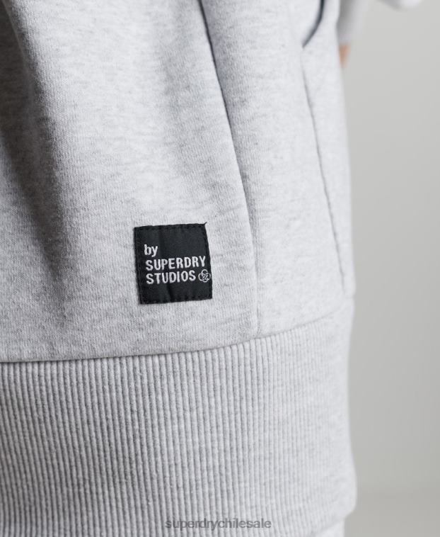 mujer Superdry gris claro sudadera con micro lateral reciclado 2R68Z6064