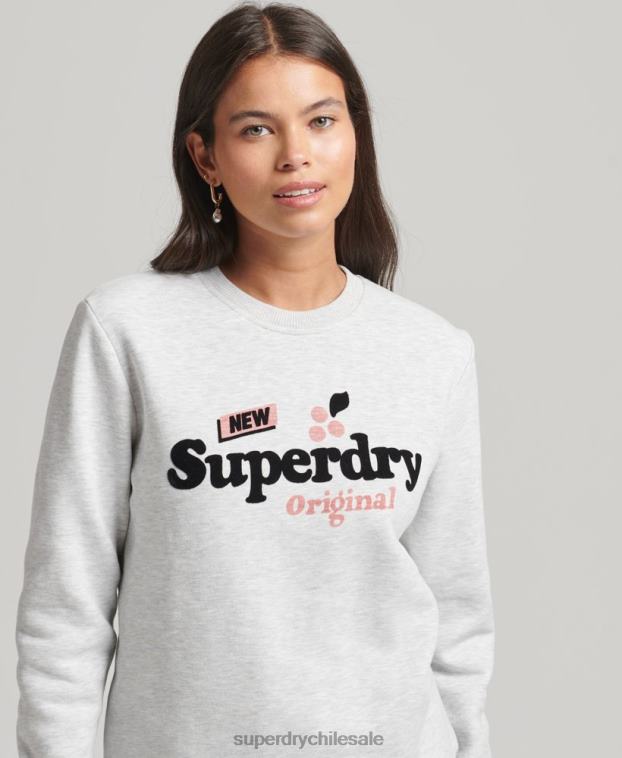 mujer Superdry gris claro sudadera cooper nostalgia crew 2R68Z6002
