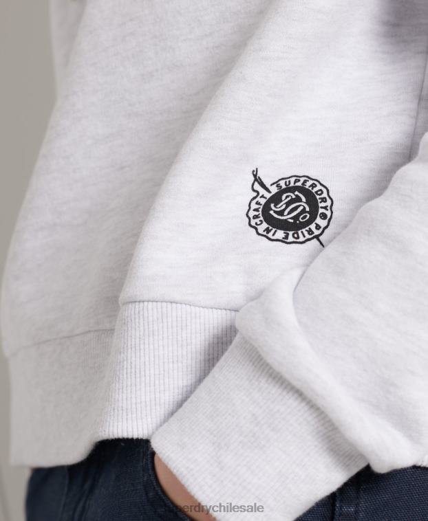 mujer Superdry gris claro sudadera corta con logo militar 2R68Z3495