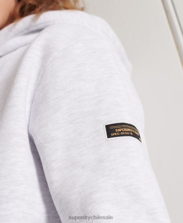 mujer Superdry gris claro sudadera corta con logo militar 2R68Z3495