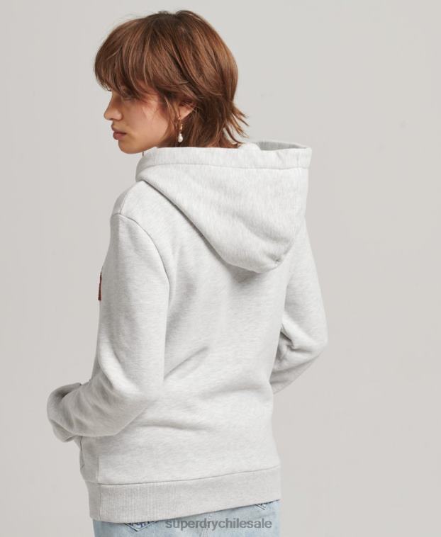 mujer Superdry gris claro sudadera estilo universitario con capucha 2R68Z3443