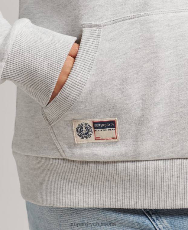 mujer Superdry gris claro sudadera estilo universitario con capucha 2R68Z3443