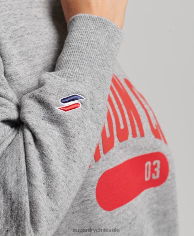 mujer Superdry gris claro sudadera extragrande con gráfico universitario 2R68Z6163
