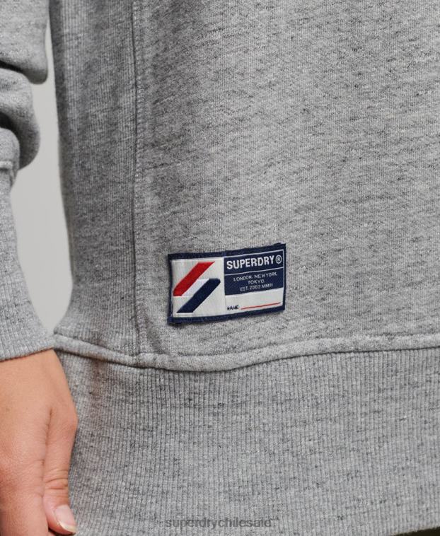 mujer Superdry gris claro sudadera extragrande con gráfico universitario 2R68Z6163