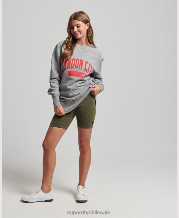 mujer Superdry gris claro sudadera extragrande con gráfico universitario 2R68Z6163