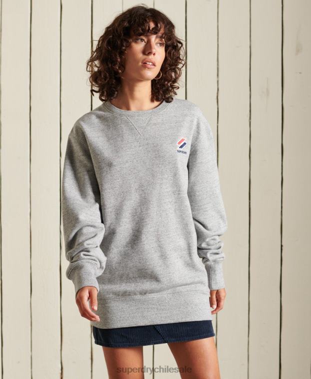 mujer Superdry gris claro sudadera holgada con cuello redondo Code Essential 2R68Z6146