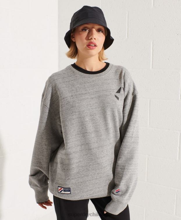 mujer Superdry gris claro sudadera oversize con cuello redondo 2R68Z5966