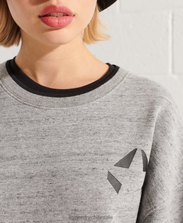 mujer Superdry gris claro sudadera oversize con cuello redondo 2R68Z5966