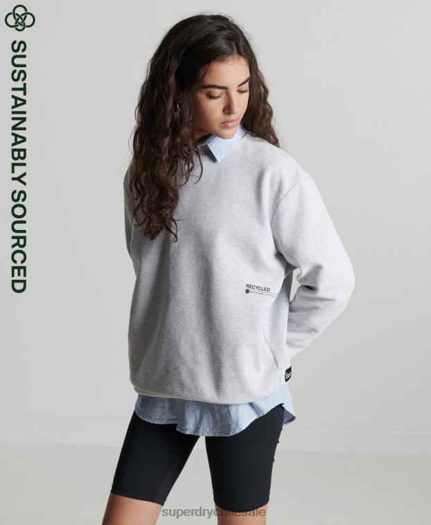 mujer Superdry gris claro sudadera reciclada micro mid crew 2R68Z6062