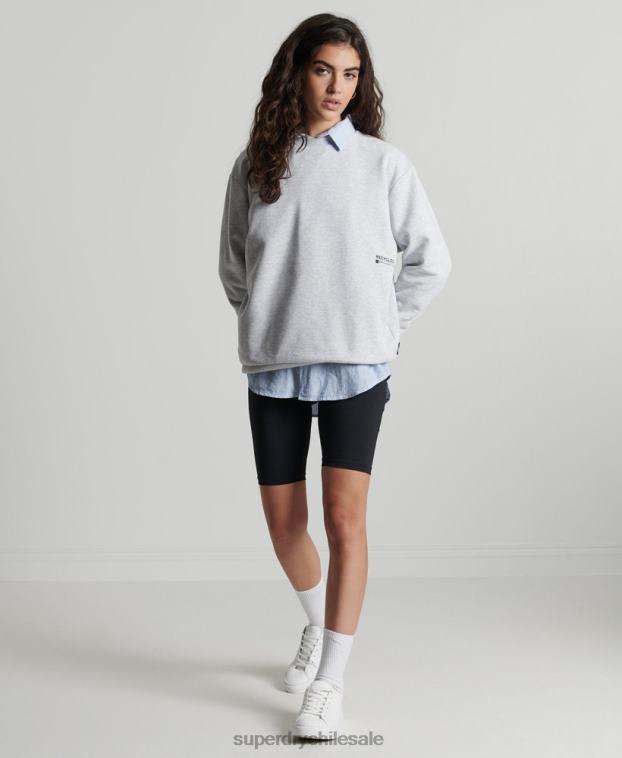 mujer Superdry gris claro sudadera reciclada micro mid crew 2R68Z6062