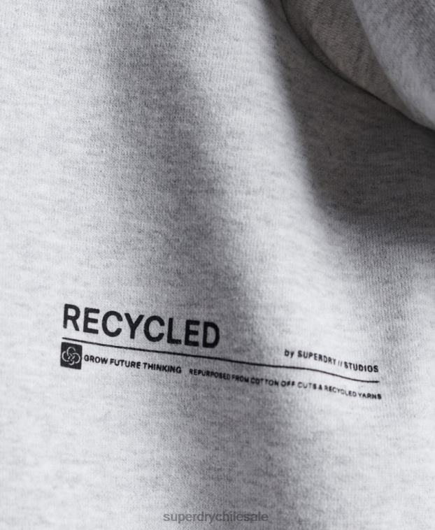 mujer Superdry gris claro sudadera reciclada micro mid crew 2R68Z6062