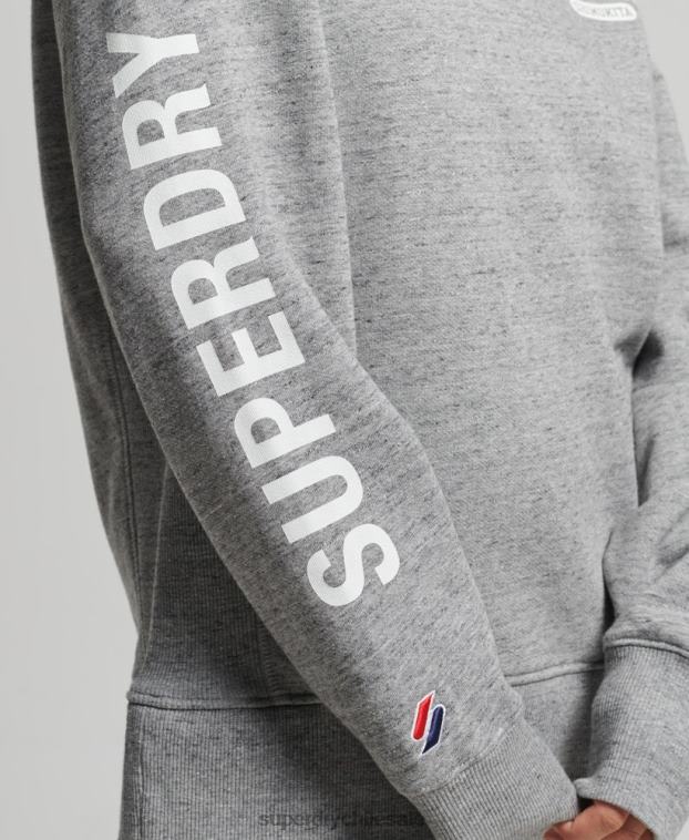 mujer Superdry gris claro sudadera universitaria extragrande con media cremallera 2R68Z6041