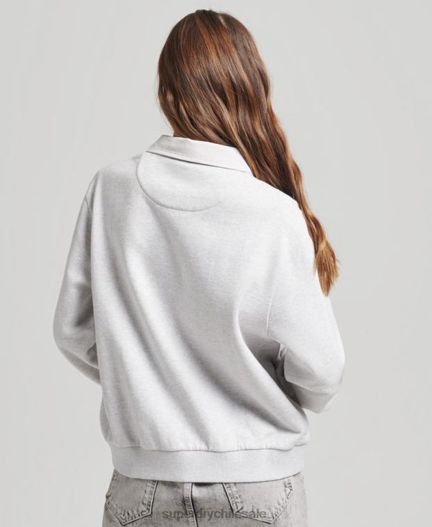mujer Superdry gris claro sudadera vintage de rugby 2R68Z3052