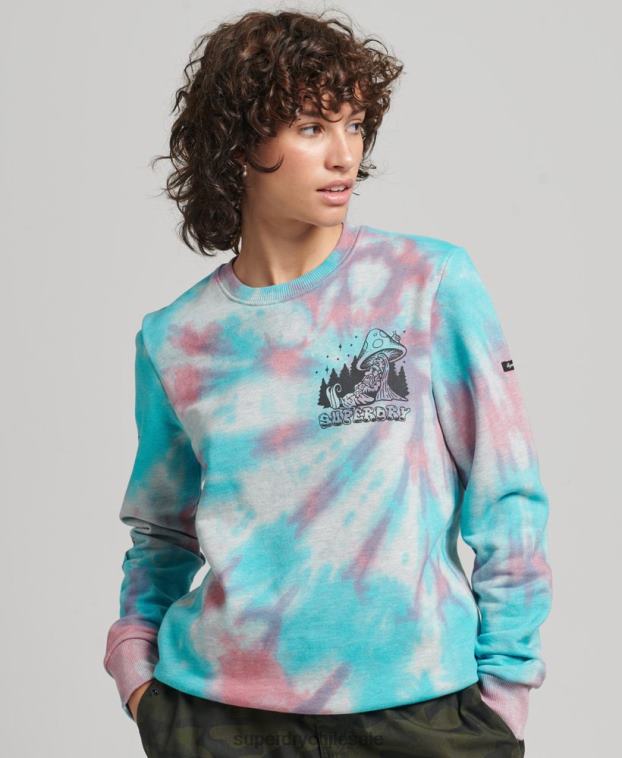 mujer Superdry gris en el bosque sudadera gráfica 2R68Z3340