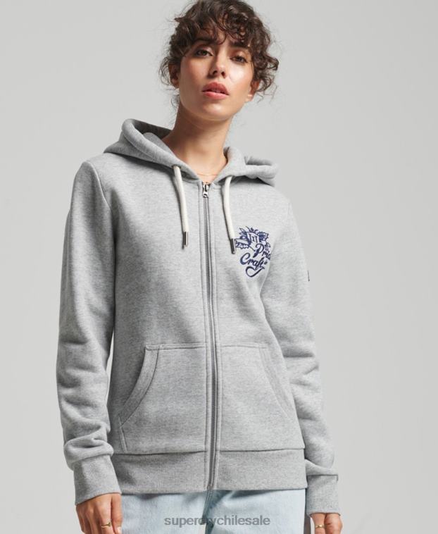 mujer Superdry gris orgullo vintage en sudadera artesanal con cremallera 2R68Z3501