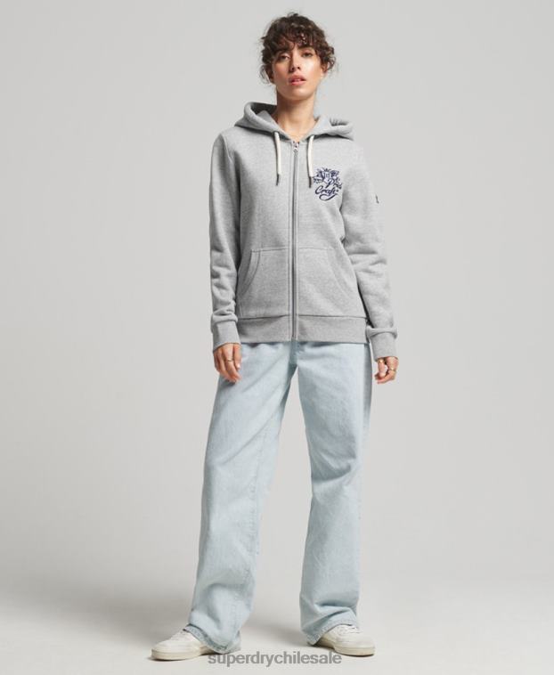 mujer Superdry gris orgullo vintage en sudadera artesanal con cremallera 2R68Z3501