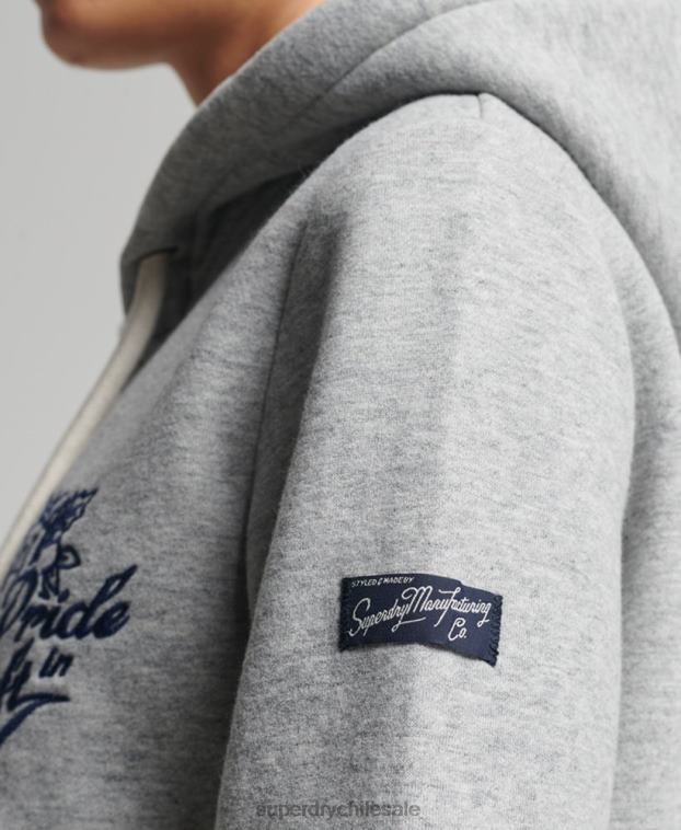 mujer Superdry gris orgullo vintage en sudadera artesanal con cremallera 2R68Z3501