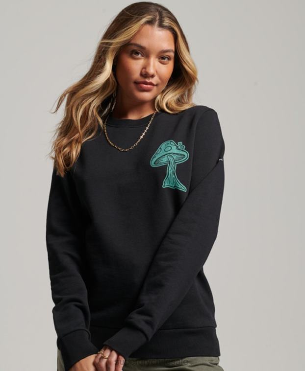 mujer Superdry gris oscuro en el bosque sudadera gráfica 2R68Z3431